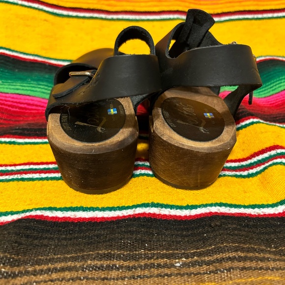 Lotta from Stockholm Low Wood T-Bar Clogs in Black on Brown Base Size 36 - Picture 4 of 9